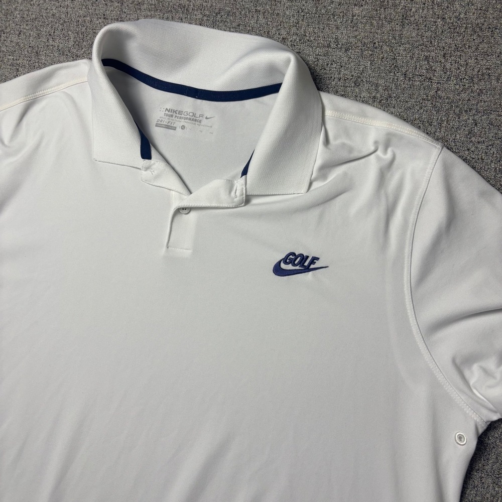 Nike Polo Mens XL Tour Performance White Dri-FIT Short Sleeve Golf Shirt